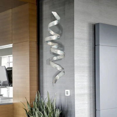 Statements2000 Titanium Abstract Metal Wall Twist Set of Two 44 X 10 X 10 Inches - Modern Luxury Metal Wall Decor for Bedroom Living Room Office - Large Elegant Contemporary Metal Sculpture by Jon Allen