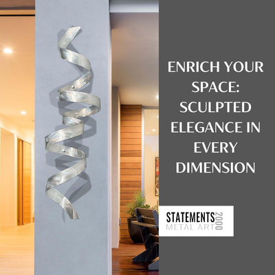 Statements2000 Titanium Abstract Metal Wall Twist Set of Two 44 X 10 X 10 Inches - Modern Luxury Metal Wall Decor for Bedroom Living Room Office - Large Elegant Contemporary Metal Sculpture by Jon Allen