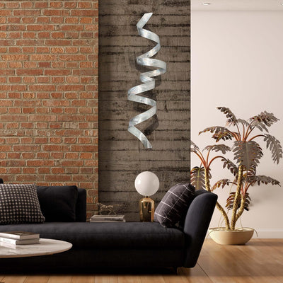 Statements2000 Titanium Abstract Metal Wall Twist Set of Two 44 X 10 X 10 Inches - Modern Luxury Metal Wall Decor for Bedroom Living Room Office - Large Elegant Contemporary Metal Sculpture by Jon Allen