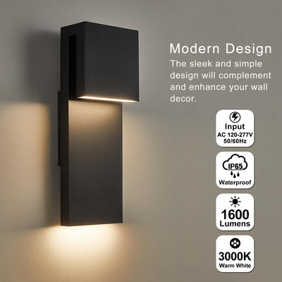 Tarentlight Tarentlight Modern LED Outdoor Wall Sconce 3000K 17W Integrated LED Outdoor Wall Mount,Anti Rust Textured Black Suit for Wet Locations and Easily Installed in Any Direction.Bulb Included.