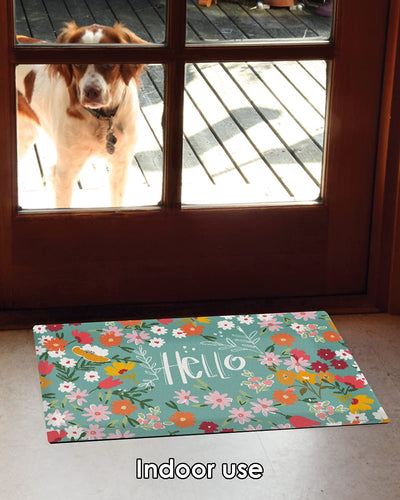 Toland Home Garden Toland Home Garden 800521 Hello Flowers Spring Door Mat 18x30 Inch Flower Outdoor Doormat for Entryway Indoor Entrance