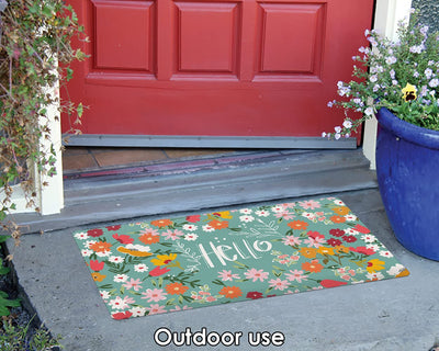 Toland Home Garden Toland Home Garden 800521 Hello Flowers Spring Door Mat 18x30 Inch Flower Outdoor Doormat for Entryway Indoor Entrance