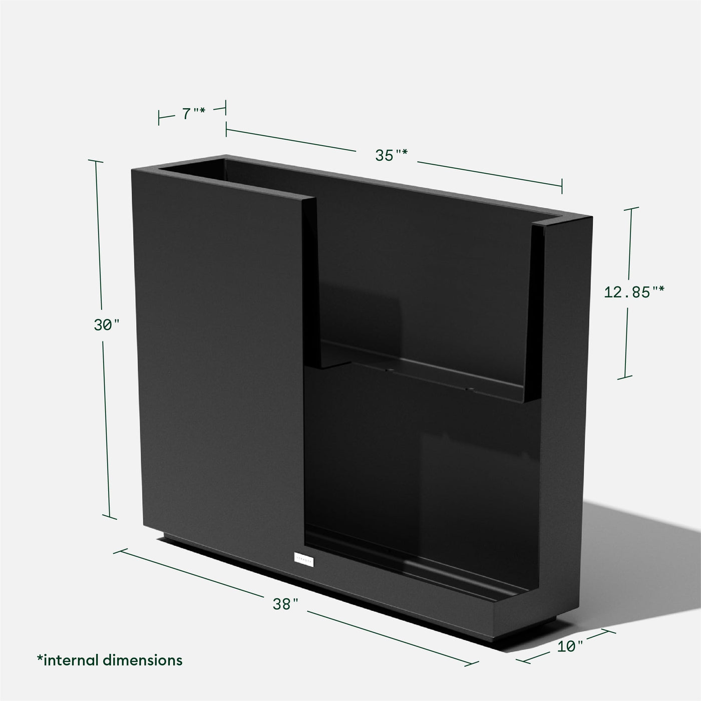 Veradek Veradek Block Series Span Plastic Planter - Tall Rectangular Planter for Indoor or Outdoor Patio/Porch, Gray, 24.25 in Height, 12 in Width, 30 in Length