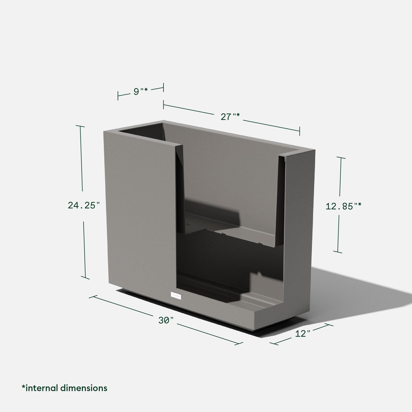 Veradek Veradek Block Series Span Plastic Planter - Tall Rectangular Planter for Indoor or Outdoor Patio/Porch, Gray, 24.25 in Height, 12 in Width, 30 in Length