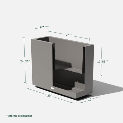 Veradek Veradek Block Series Span Plastic Planter - Tall Rectangular Planter for Indoor or Outdoor Patio/Porch, Gray, 24.25 in Height, 12 in Width, 30 in Length