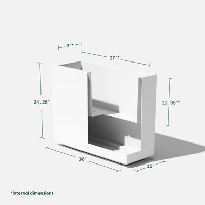 Veradek Veradek Block Series Span Plastic Planter - Tall Rectangular Planter for Indoor or Outdoor Patio/Porch, White, 24.25 in Height, 12 in Width, 30 in Length