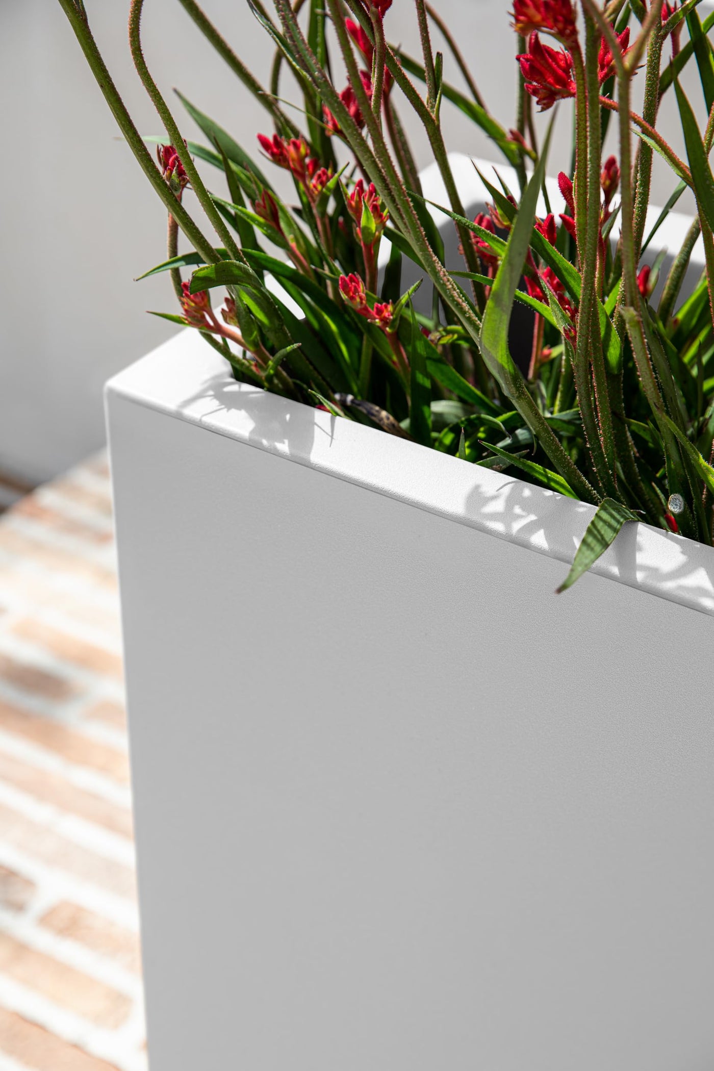 Veradek Veradek Block Series Span Plastic Planter - Tall Rectangular Planter for Indoor or Outdoor Patio/Porch, White, 24.25 in Height, 12 in Width, 30 in Length