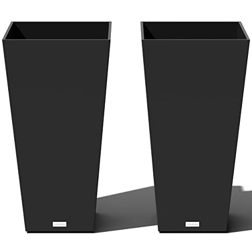 Veradek Veradek V-Resin Indoor/Outdoor Taper Planter, Set of 2 (30 inch, Black)