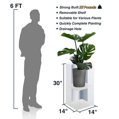 Wallowa Wallowa Metallic Heavy Tall Outdoor/Indoor Planter Box, Seamless Metal Planter, Rectangular, 14”Lx14”Wx30”H, ‎25 Pounds, Pure White, No Assembly and Seamless, Set of 2