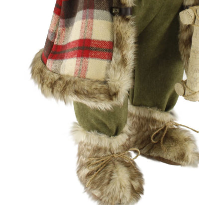 Windy Hill Collection Windy Hill Collection Woodland Plaid Checkered Fur Trim and Boots Noel 36" Inch Standing Santa Claus Figurine Figure Decoration 368090