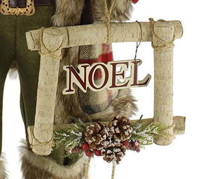 Windy Hill Collection Windy Hill Collection Woodland Plaid Checkered Fur Trim and Boots Noel 36" Inch Standing Santa Claus Figurine Figure Decoration 368090