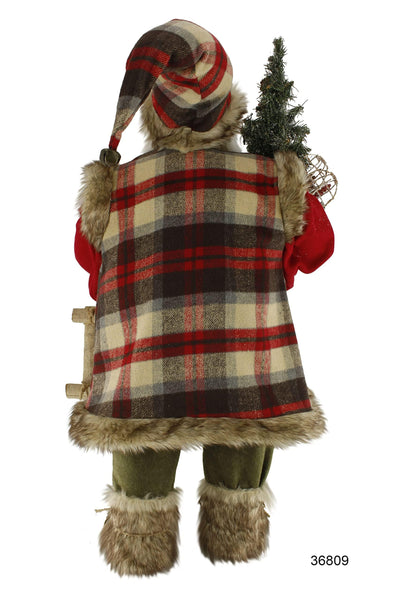 Windy Hill Collection Windy Hill Collection Woodland Plaid Checkered Fur Trim and Boots Noel 36" Inch Standing Santa Claus Figurine Figure Decoration 368090