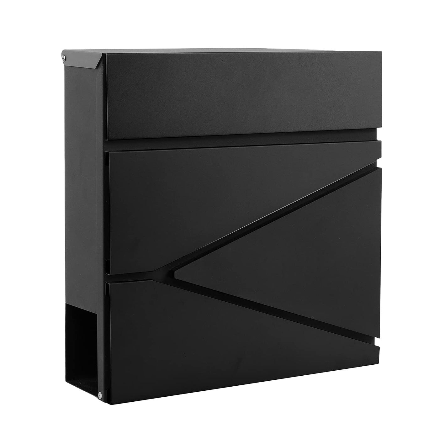 YOOBOX YOOBOX Wall-Mount Mailbox for House Outside, Security Key Drop Box with Lock and Keys, Steel Metal Mail Box with Newspaper Compartment, 14.57 x 14.57 x 4.33 Inch, Black, MD021 X-Large