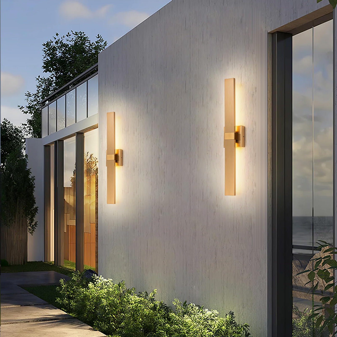 Zicbol Zicbol Modern LED Outdoor Wall Sconce 27.2" Gold Outdoor Wall Lights Exterior, Outdoor Light Fixtures Wall Mount on House, Garage, Porch, Patio, Front Door etc