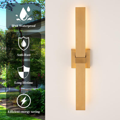 Zicbol Zicbol Modern LED Outdoor Wall Sconce 27.2" Gold Outdoor Wall Lights Exterior, Outdoor Light Fixtures Wall Mount on House, Garage, Porch, Patio, Front Door etc